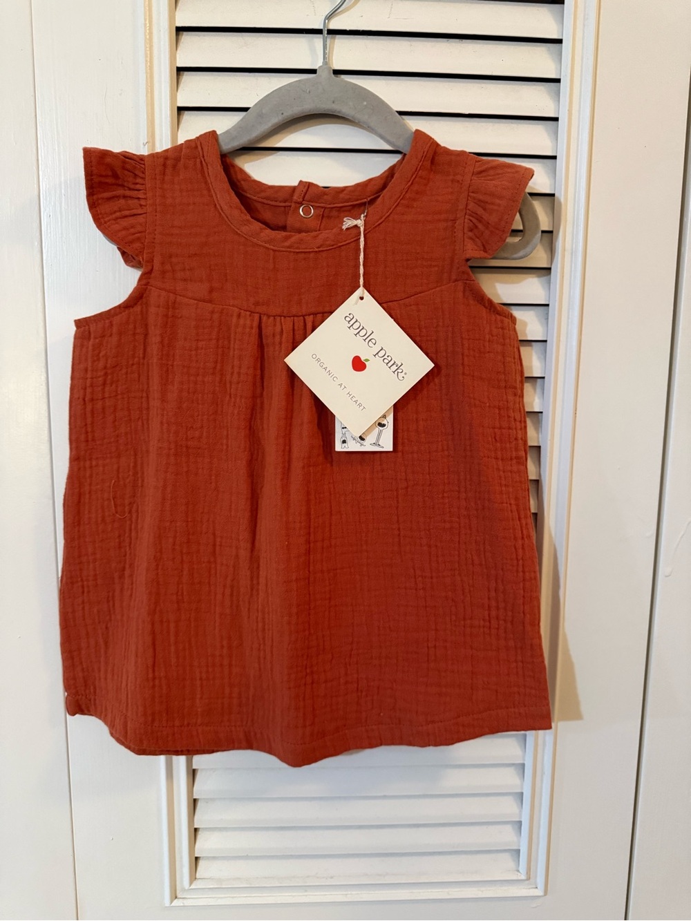 Apple Park Rust Cotton Gauze Flutter Sleeve Top